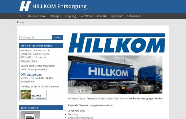 Vorschau von www.hillkom.de, HILLKOM Entsorgungs-GmbH
