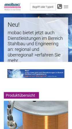 Vorschau der mobilen Webseite www.mobac.de, Mobac GmbH