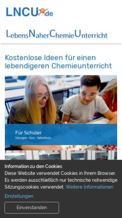 Vorschau der mobilen Webseite www.lebensnaherchemieunterricht.de, Bausteine für den Chemieunterricht