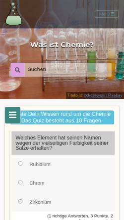 Vorschau der mobilen Webseite www.chemie-schule.de, Die Chemie-Schule