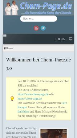 Vorschau der mobilen Webseite www.chem-page.de, Chemische Experimente und Tipps für den Haushalt