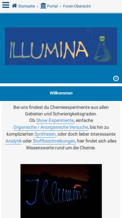 Vorschau der mobilen Webseite illumina-chemie.de, Illumina Chemie