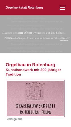 Vorschau der mobilen Webseite www.orgelbau-rotenburg.de, Orgelbauwerkstatt Rotenburg