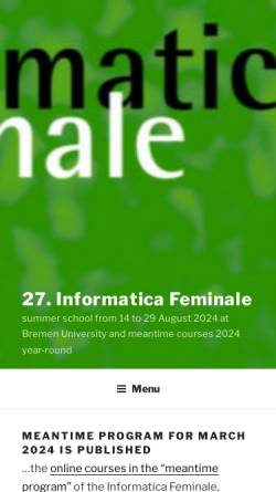 Vorschau der mobilen Webseite www.informatica-feminale.de, Informatica Feminale
