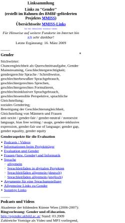 Vorschau der mobilen Webseite www.evaluieren.de, Linksammlung zu Gender