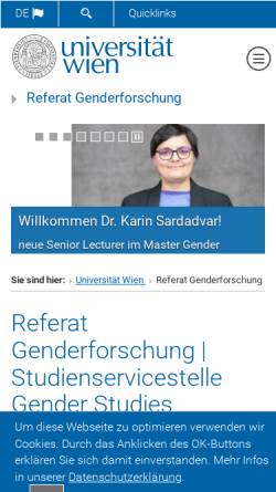 Vorschau der mobilen Webseite gender.univie.ac.at, Projektzentrum Frauen-und Geschlechterforschung