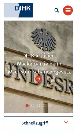 Vorschau der mobilen Webseite www.dihk.de, Deutscher Industrie- und Handelskammertag e.V.
