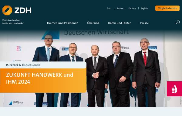 Vorschau von www.zdh.de, Zentralverband des Deutschen Handwerks (ZDH)
