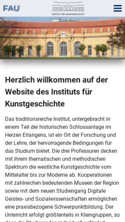 Vorschau der mobilen Webseite www.kunstgeschichte.uni-erlangen.de, Kunsthistorisches Institut
