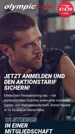 Vorschau der mobilen Webseite olympicfitness.de, olympic Fitness-Studio GmbH