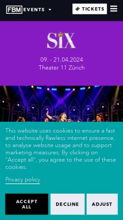 Vorschau der mobilen Webseite www.musical.ch, Freddy Burger Management Group