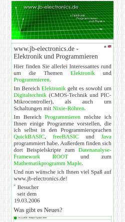Vorschau der mobilen Webseite www.jb-electronics.de, Elektronik und Programmieren