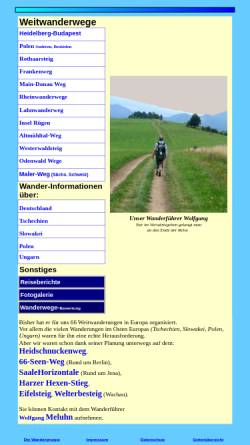 Vorschau der mobilen Webseite www.weitwanderungen.de, Fernwanderwege in Mitteleuropa