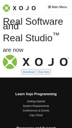 Vorschau der mobilen Webseite www.xojo.com, REAL Software