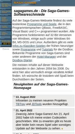 Vorschau der mobilen Webseite sagagames.de, Saga-Games