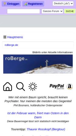 Vorschau der mobilen Webseite www.roberge.de, Rosenheimer Internet-Bergführer