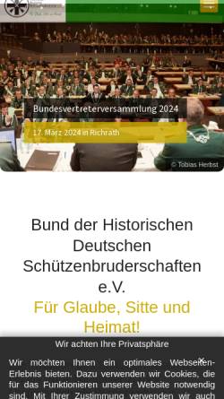 Vorschau der mobilen Webseite www.bund-bruderschaften.de, Bund der Historischen Deutschen Schützenbruderschaften Köln e.V.