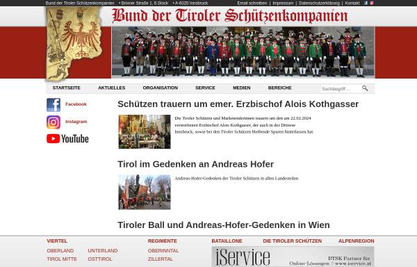 Vorschau von www.tiroler-schuetzen.at, Bund der Tiroler Schützenkompanien