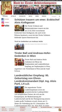 Vorschau der mobilen Webseite www.tiroler-schuetzen.at, Bund der Tiroler Schützenkompanien