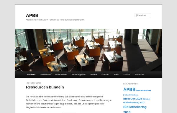 Vorschau von www.apbb.de, Arbeitsgemeinschaft der Parlaments- und Behördenbibliotheken (APBB)