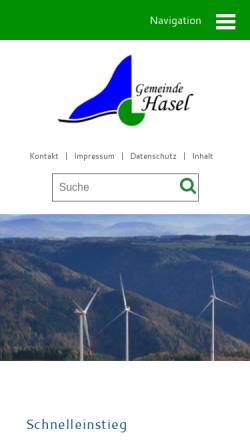 Vorschau der mobilen Webseite www.gemeinde-hasel.de, Hasel