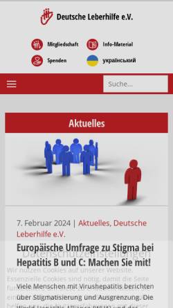 Vorschau der mobilen Webseite www.leberhilfe.org, Deutsche Leberhilfe e.V.