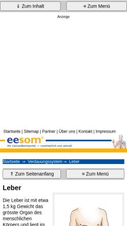 Vorschau der mobilen Webseite www.eesom.com, Leber: Aufbau und Funktion