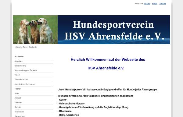 Vorschau von www.ahrensfelder-hsv.de, Hundesportverein Ahrensfelde e. V.