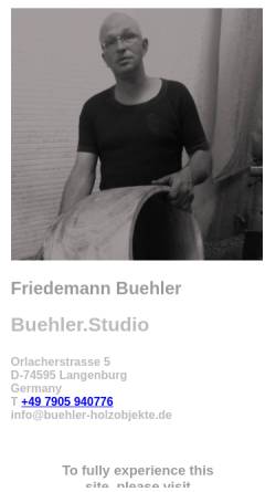 Vorschau der mobilen Webseite www.buehler-holzobjekte.de, Friedemann Bühler