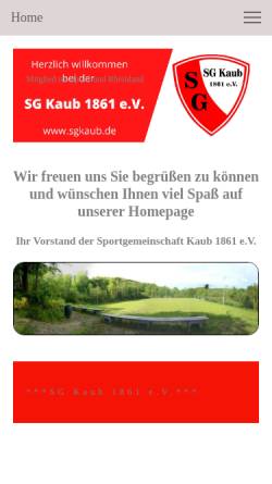 Vorschau der mobilen Webseite www.sgkaub.de, Sportgemeinschaft Kaub 1861 e.V.