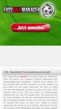 Vorschau der mobilen Webseite www.vflhainfeld.de, VfL Hainfeld