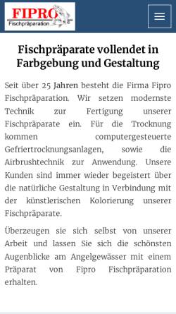 Vorschau der mobilen Webseite www.fi-pro.de, Fipro Fischpräparation