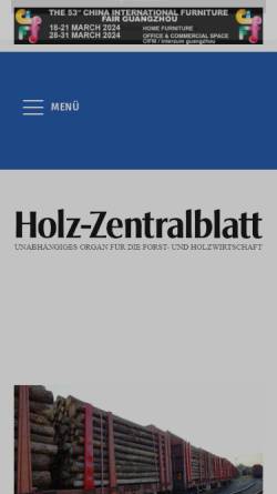 Vorschau der mobilen Webseite www.holz-zentralblatt.com, Holz-Zentralblatt