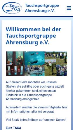 Vorschau der mobilen Webseite www.tsga.de, Tauchsportgruppe Ahrensburg e. V.