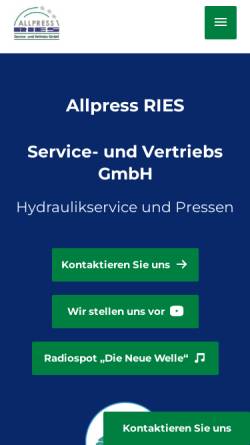 Vorschau der mobilen Webseite www.allpress-hydraulikservice.de, Allpress Hydraulikservice GmbH