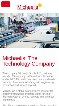 Vorschau der mobilen Webseite michaelis-systems.de, Michaelis GmbH & Co. KG