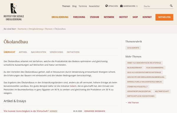 Vorschau von www.dreigliederung.de, Ökolandbau und assoziative Wirtschaft