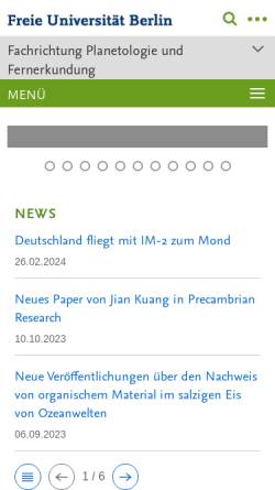 Vorschau der mobilen Webseite www.geoinf.fu-berlin.de, Mars Express: HRSC-Forschungsgruppe an der FU Berlin