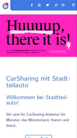 Vorschau der mobilen Webseite www.stadtteilauto.com, Stadtteilauto: CarSharing Münster GmbH