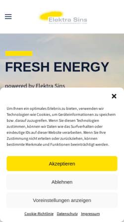 Vorschau der mobilen Webseite www.elektra-sins.ch, Elektra Sins