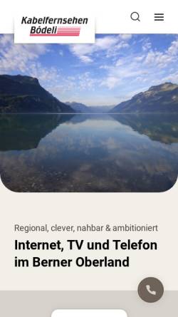 Vorschau der mobilen Webseite www.kabel-tv-boedeli.ch, Kabelfernsehen Boedeli AG Interlaken