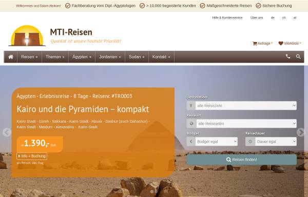 Vorschau von www.mti-reisen.de, MTI - Kultur- und Entdeckungsreisen