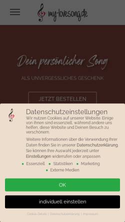 Vorschau der mobilen Webseite www.my-lovesong.de, My-Lovesong.de, Ghaderi & Bartik GbR
