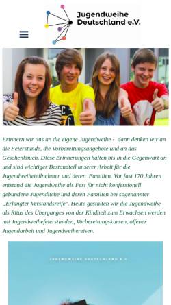 Vorschau der mobilen Webseite www.jugendweihe.de, Jugendweihe Deutschland e.V.