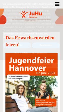 Vorschau der mobilen Webseite www.juhus-hannover.de, Junge Humanisten Hannover