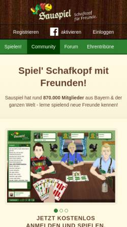 Vorschau der mobilen Webseite www.sauspiel.de, Sauspiel