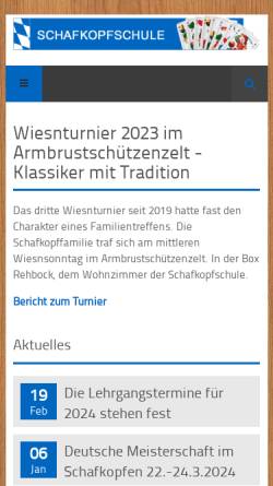 Vorschau der mobilen Webseite www.schafkopfschule.de, Schafkopfschule e.V.