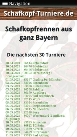 Vorschau der mobilen Webseite www.schafkopf-turniere.de, Terminkalender für Schafkopfrennen