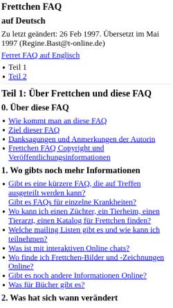 Vorschau der mobilen Webseite www.ferretcentral.org, Frettchen-FAQ