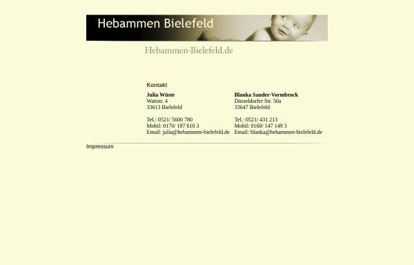 Vorschau von www.hebammen-bielefeld.de, Hebammen Bielefeld